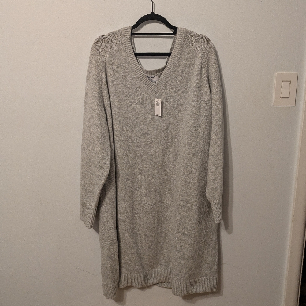 NWT Old Navy Gray Long Sleeve Knit SoSoft Mini Sweater Dress Size XXL